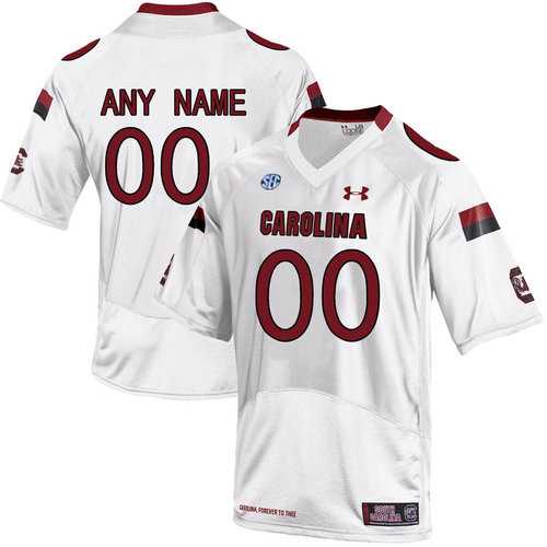 Mens South Carolina Gamecocks White Customized College Jersey